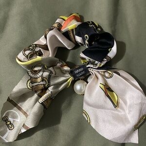 Hand made silk Hair Tie with Pearl beautiful and never used